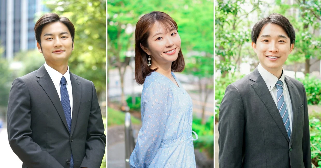 笑顔の男女3人のポートレート