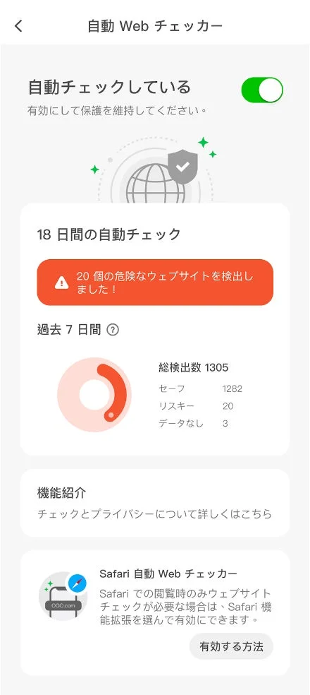 Whoscall 自動Webチェッカーの画面