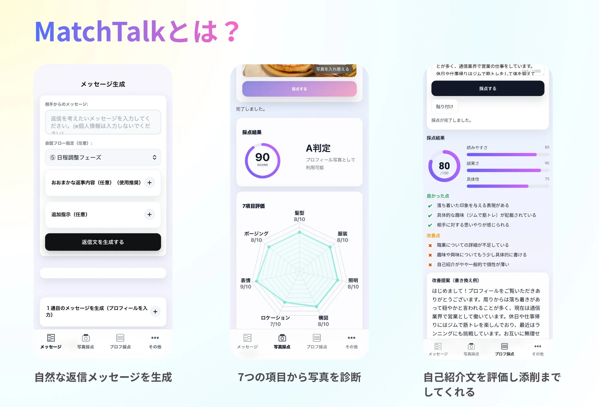 MatchTalkの主な機能