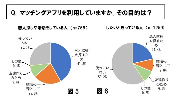 マッチングアプリ利用目的の円グラフ