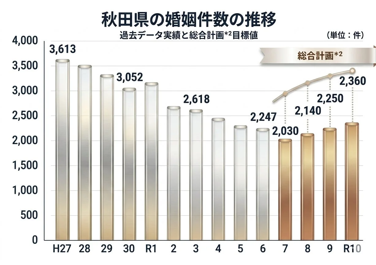 秋田県の婚姻件数の推移
